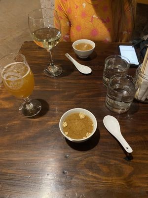 Miso soup with sesame seeds was delicious   at El Buda Profano in Arequipa