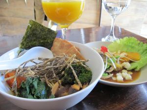 ramen and ceviche  at El Buda Profano in Arequipa