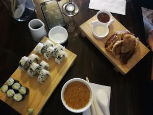 Sushi, Miso Soup, Dumplings at El Buda Profano in Arequipa