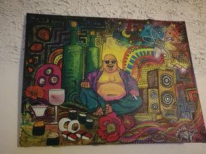 Funny painting at El Buda Profano in Arequipa