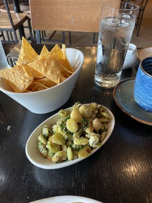 Lima bean hummus w/ seasonal chips  at Mayan Cafe in Louisville