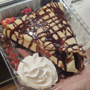 V batter/ raspberry, strawberry crepe at Crepes of Wrath in Redlands