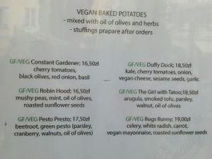 vegan menu at Warsaw Potato in Warsaw