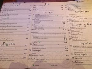 Menu at Frida in Warsaw