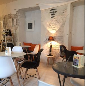 nice tables inside at Kawka z Kotem in Warsaw