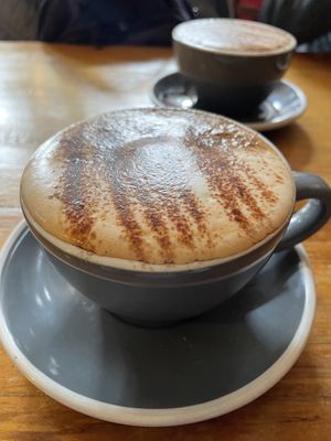 Soy milk cappuccino.   at Potpourri Vegetarian Cafe in Dunedin