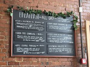 Breakfast options  at Potpourri Vegetarian Cafe in Dunedin