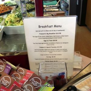 Breakfast menu at Potpourri Vegetarian Cafe in Dunedin