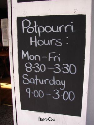 opening hours at Potpourri Vegetarian Cafe in Dunedin