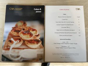 Cake menu at Espresso Library in Cambridge