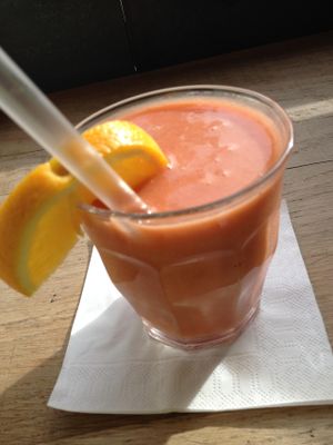 'Candy' smoothie (mango, orange and more) at Espresso Library in Cambridge