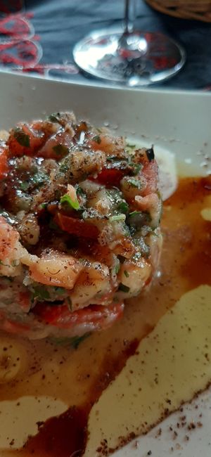 Berenjena asada con verduras crujientes at Tuma in Segovia