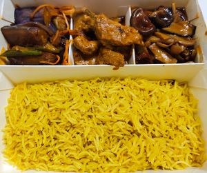 Turmeric rice bento at Greendot 绿一点 - Raffles Place in Central Singapore