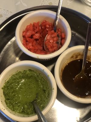 Even the house made condiments are vegan! at Clay Oven in Frederick