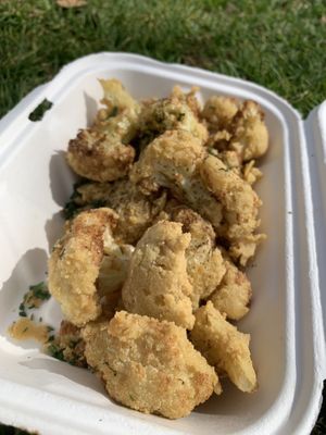 Cauliflower bites! Delicious on their own or with the sauce provided  at Little Pine in Los Angeles
