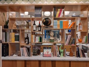 Bookstore in the restaurant at Little Pine in Los Angeles