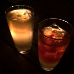 Rose kombucha and lemonade iced tea  at Little Pine in Los Angeles
