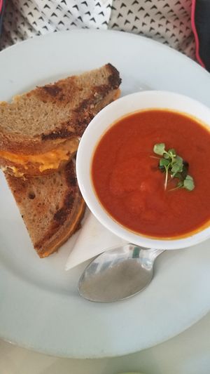 Grilled cheese sandwich and soup! at Little Pine in Los Angeles