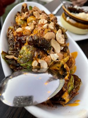 Always gripping:  fried Brussels with a kick!  at Little Pine in Los Angeles