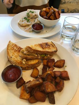 Biscuits and gravy, breakfast sandwich  at Little Pine in Los Angeles