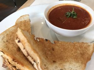 Soy free gluten free cheese sandwich and tomato for Sunday brunch! at Little Pine in Los Angeles