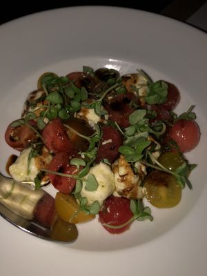 Caprese salad w/ watermelon at Little Pine in Los Angeles