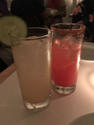 Cucumber mule and watermelon marg at Little Pine in Los Angeles