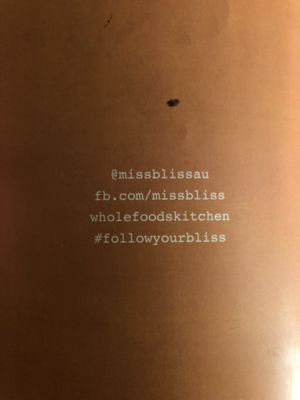 Menu last page   at Miss Bliss Wholefoods Kitchen in West End