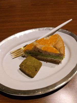 Vegan cake and matcha biscuit at Kunelasob Eco-Guesthouse in Oboke