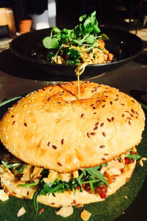 Portabello burger at The Glass Den in Coburg