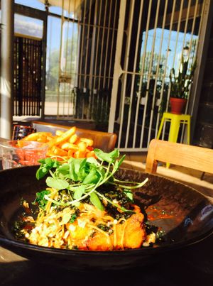 Breakfast soba at The Glass Den in Coburg