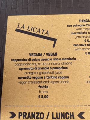 They have also vegan lunch at La Licata in Rome