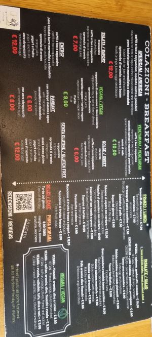 Menu at La Licata in Rome