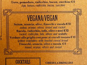 The vegan lunch options  at La Licata in Rome