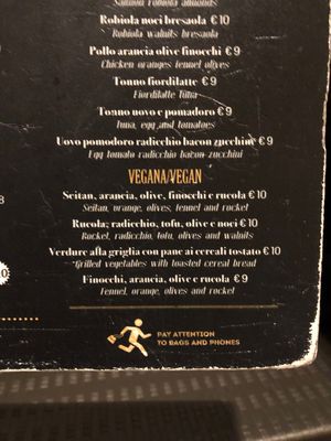 Vegan lunch options   at La Licata in Rome