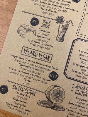 Menú desayuno vegano  at La Licata in Rome