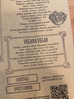 Opciones platos veganos  at La Licata in Rome