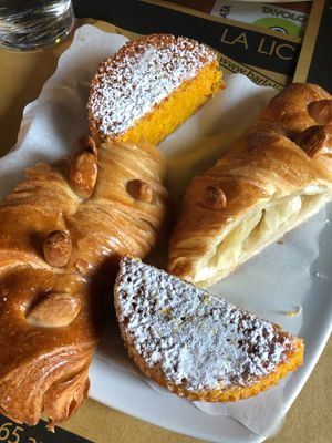 vegan croissant and carrot cake! delicious! at La Licata in Rome