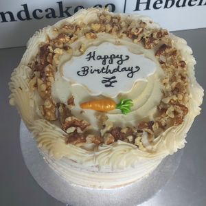 Carrot & Walnut vegan sponge cake with personalisation at The Kind Cake Co in Hebden Bridge