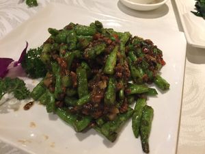 Fried beans with veg minced meat at Veg 6 in Hong Kong Island