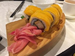 Mango sushi rolls at Veg 6 in Hong Kong Island