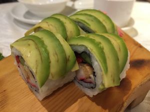 Avocado sushi rolls at Veg 6 in Hong Kong Island