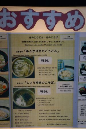 The mushroom soba/udon that were also on the menu. Unclear if fish stock is used. If fish stock doesn't bother you, then it is vegetarian enough. at Rokumeien in Nara