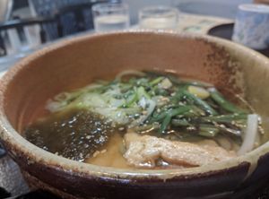 Noodles with tofu slices at Rokumeien in Nara