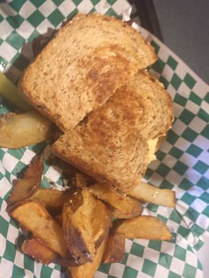 Vegan grilled cheese and fries at Dancing Avocado in Daytona Beach