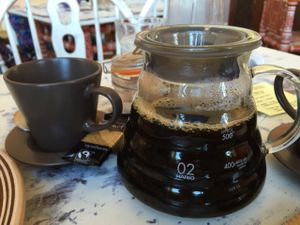 pour over coffee at Shanti Cafe in Saltburn-by-the-sea