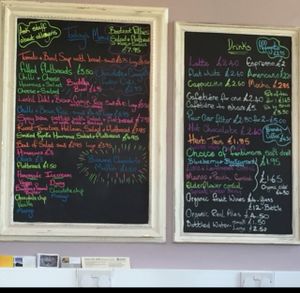 menu at Shanti Cafe in Saltburn-by-the-sea