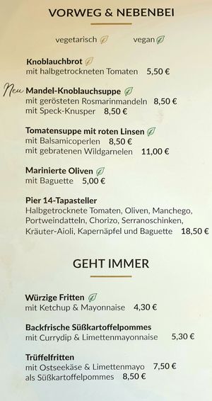 Menu at Pier 14 in Seebad Zinnowitz