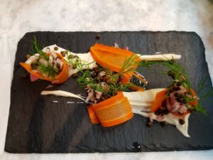tequila cured carrot - salad at 1847 Bristol in Bristol