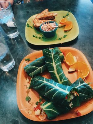 Raw veggie wrap and eggplant sandwich at Go Vegan Cafe in Las Vegas